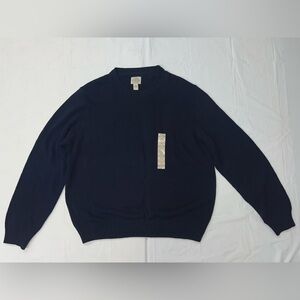 New! St. John’s Bay Men’s 2XL Navy Blue 100% Cotton Long Sleeve Knit Sweater